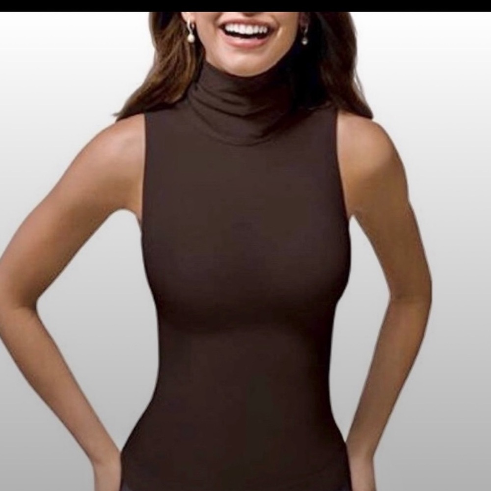 Spanx Sleeveless Turtleneck size XL Brown Bittersweet Shapewear